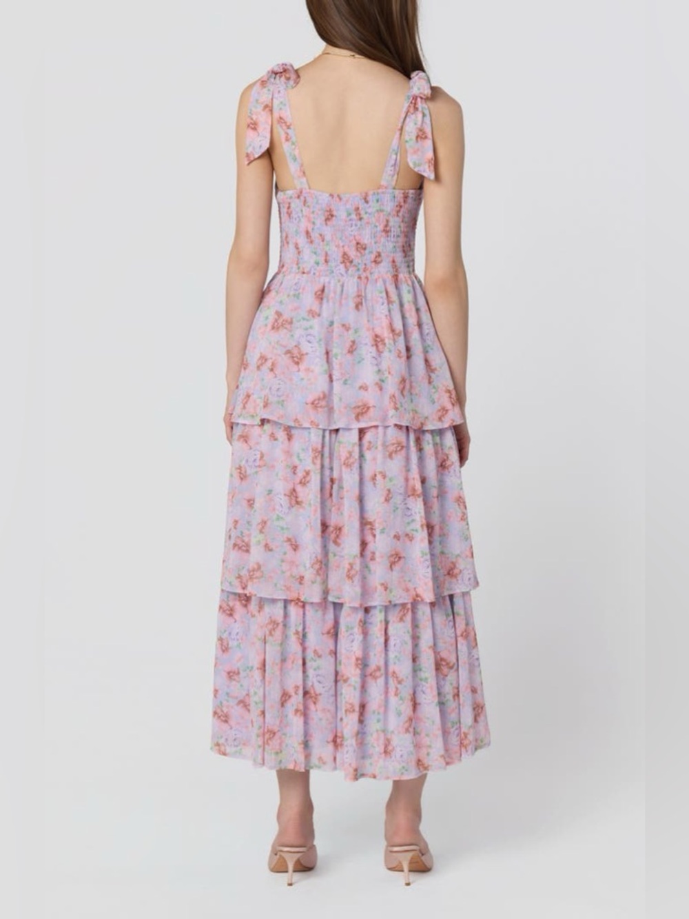ASTR The Label Tiered Strap Sundress Size Medium Floral Purple New - Picture 4 of 13